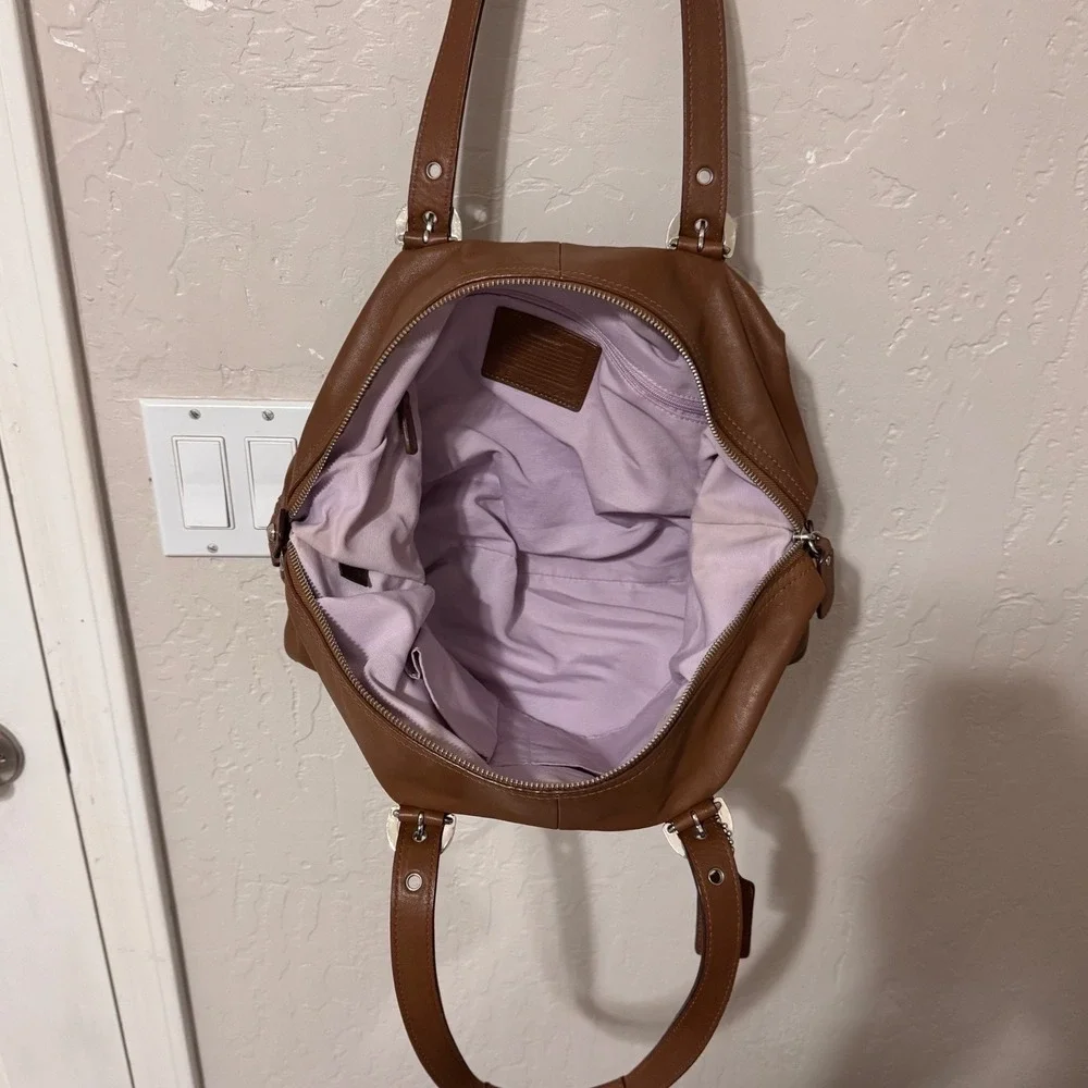 Coach Ergo Pleated Brown Leather Satchel Shoulder Bag F12248 Mahogany